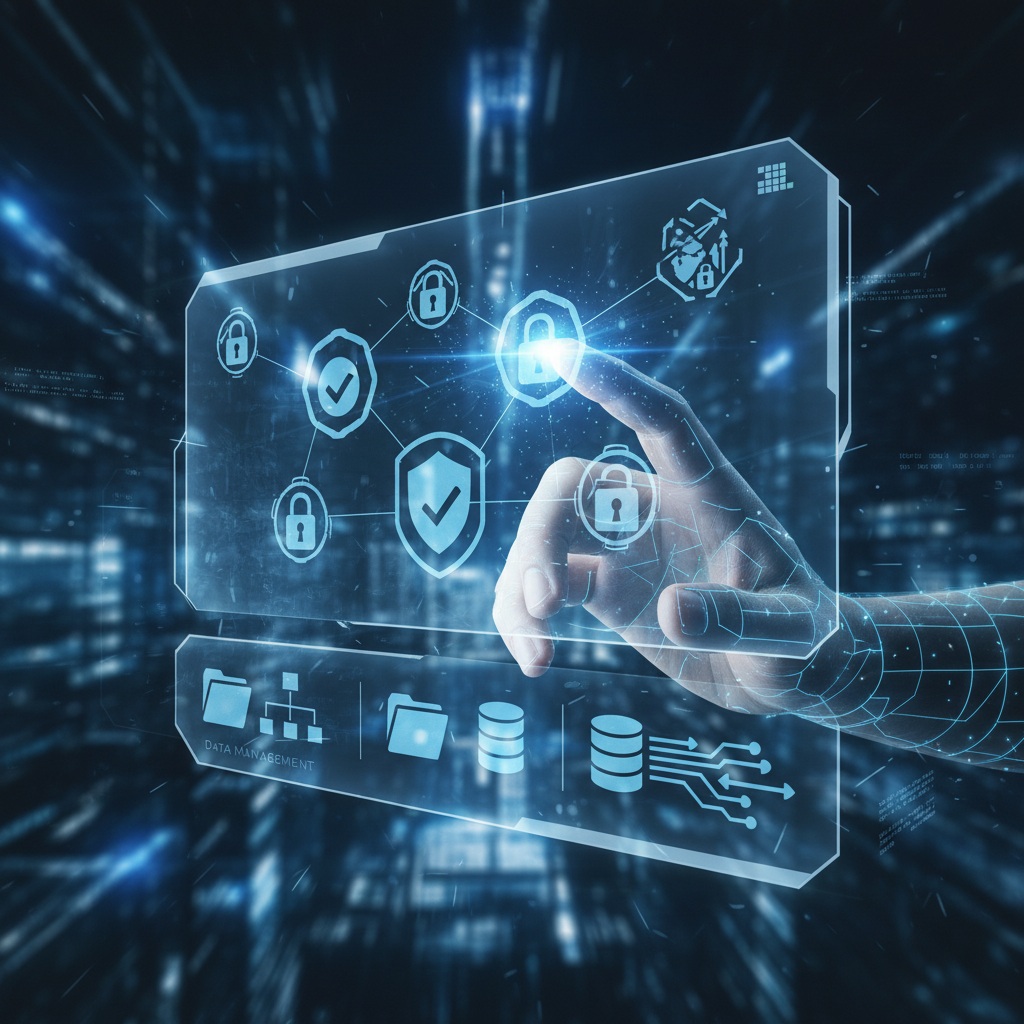 Représentation stylisée de la sécurité numérique et de la gestion système.