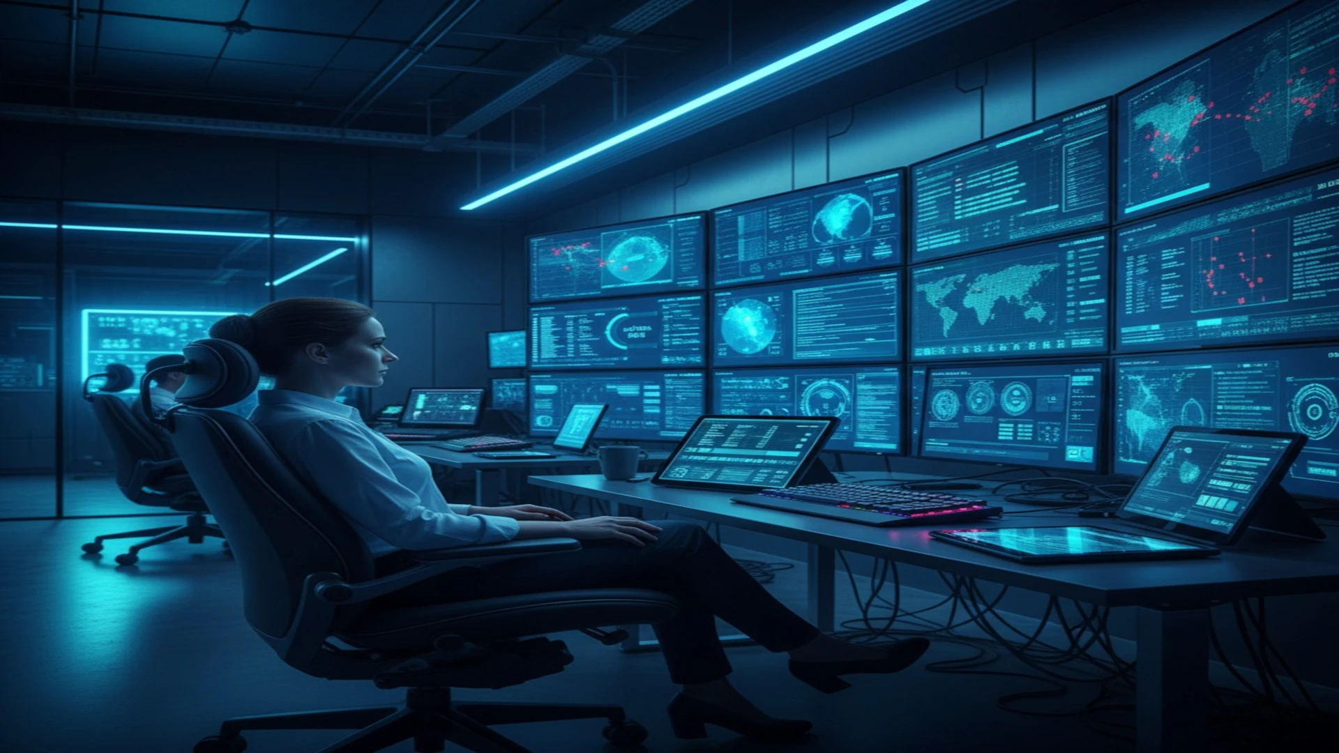 Analyste en cybersécurité surveillant un réseau d’entreprise